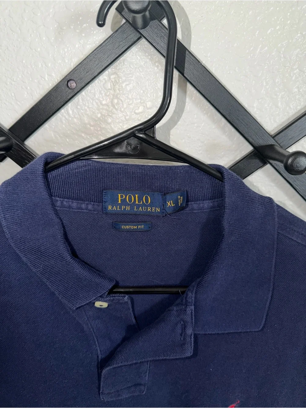 Polo Ralph Lauren Custom Fit Polo Shirt Navy Blue Red Pony Logo XL Mens